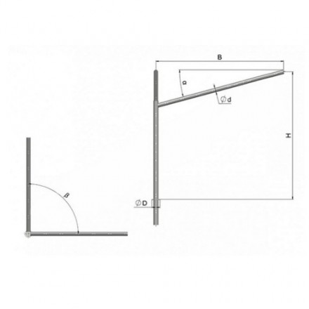 Кронштейн угловой двухрожковый на фланце 2К2(15°)-0,2-0,5-Ф6-ß-Тр.48 10 кг